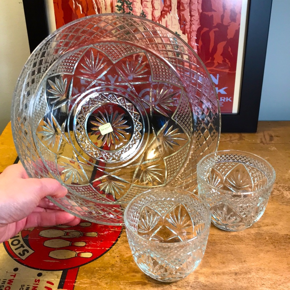3 Luminarc USA “Antique Clear” Pattern Bowls